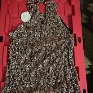 Chenault Textured Brown and White Halter Top